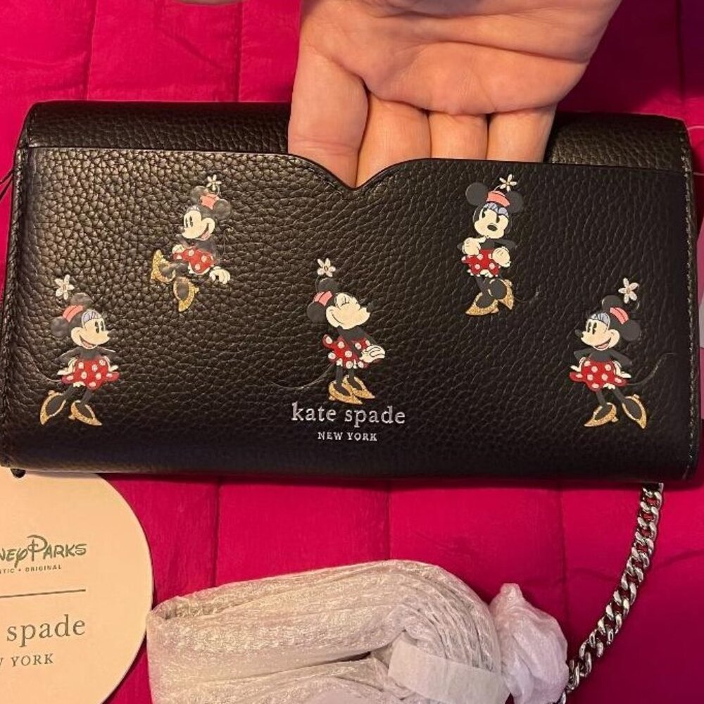 NWT $228 DISNEY PARKS & KATE SPADE WITH MINNIE MOUSE CROSSBODY / WALLET / WOC - Picture 5 of 17